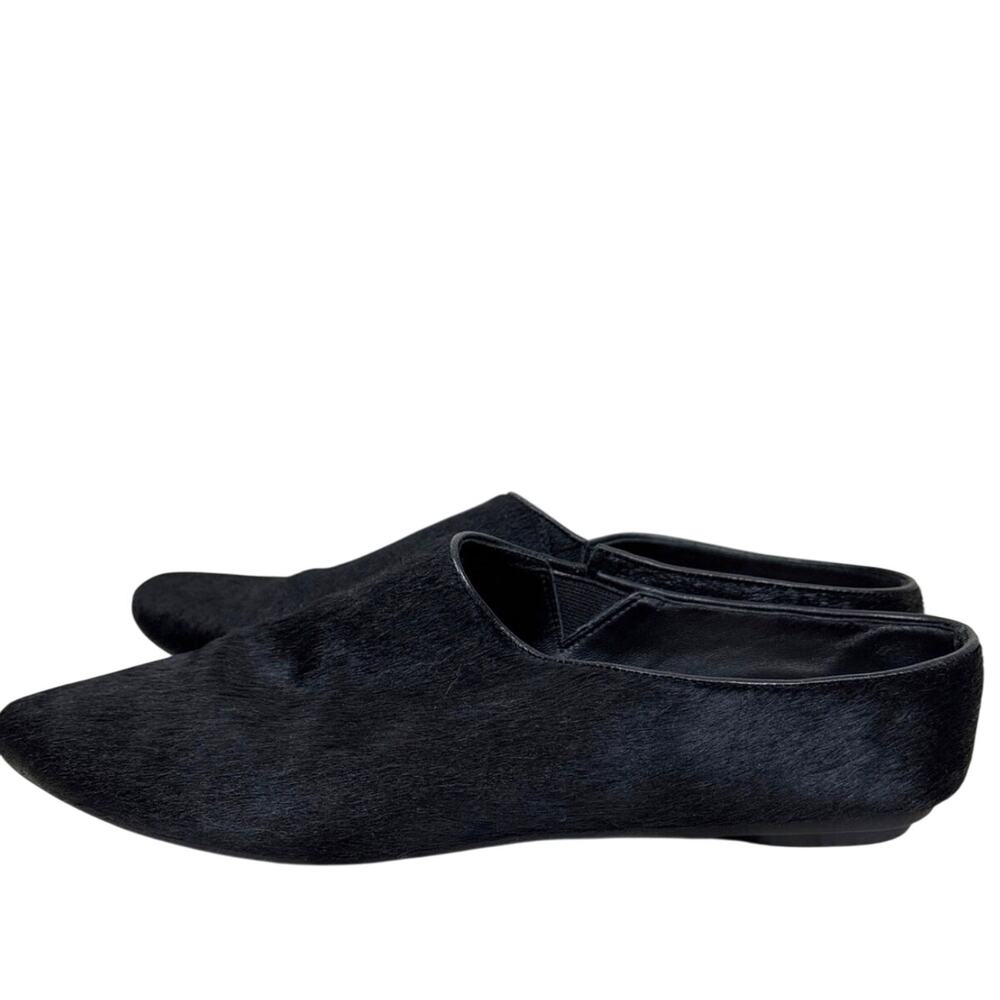 Taryn Rose Womens 7 Black Calf Hair Pointed Toe Slip On Ballet Flats Loafers